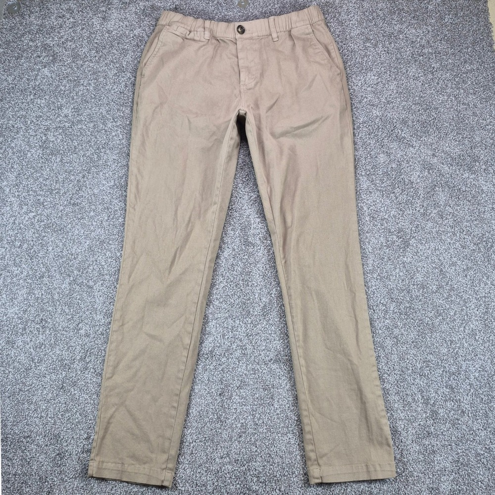 Cove Pants Mens 32 Khaki Brown Chino Stretch Elastic Waist Straight Leg